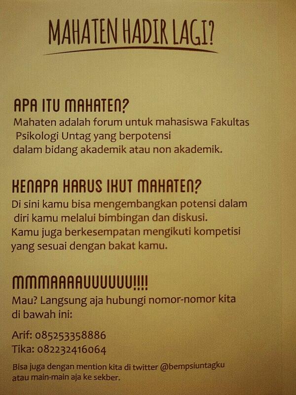 Sobat TP tau MAHATEN ga? Atau pengen gabung ke MAHATEN? Penasaran? Klik aja foto yang d bawah ini! Yuhuu~ hohoho