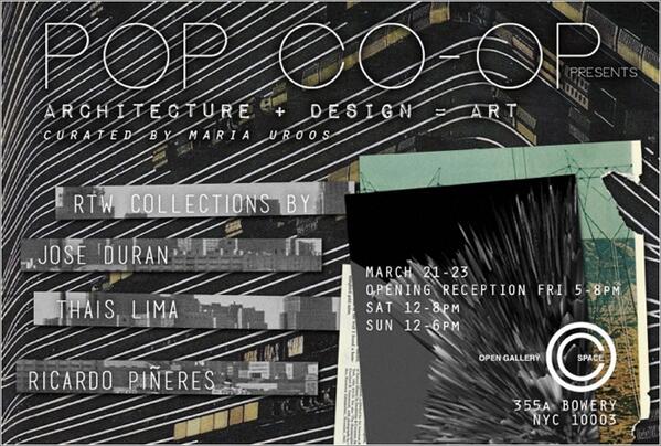 opengalleryspc's tweet photo. Pop Co-Op this weekend @opengalleryspc with @JOSEDURAN123 @ModernistaStore #mariauroos @ThaisLimaNYC #ricardopineres http://t.co/v6rEE27dJS