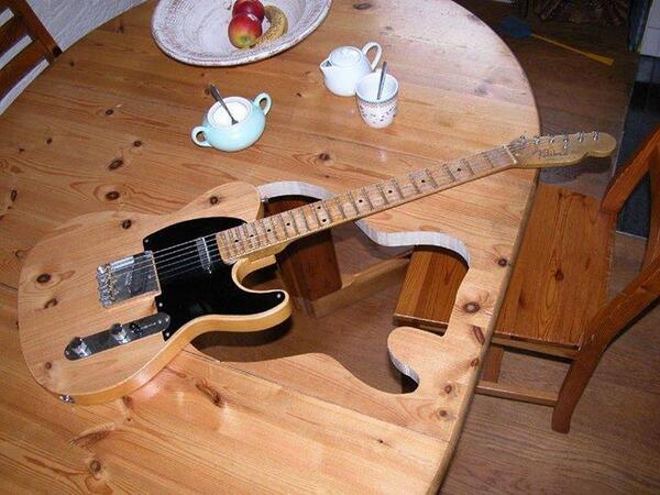 cascadeguitars's tweet photo. The new Fender dining room set !! http://t.co/mpzRYmlxbg