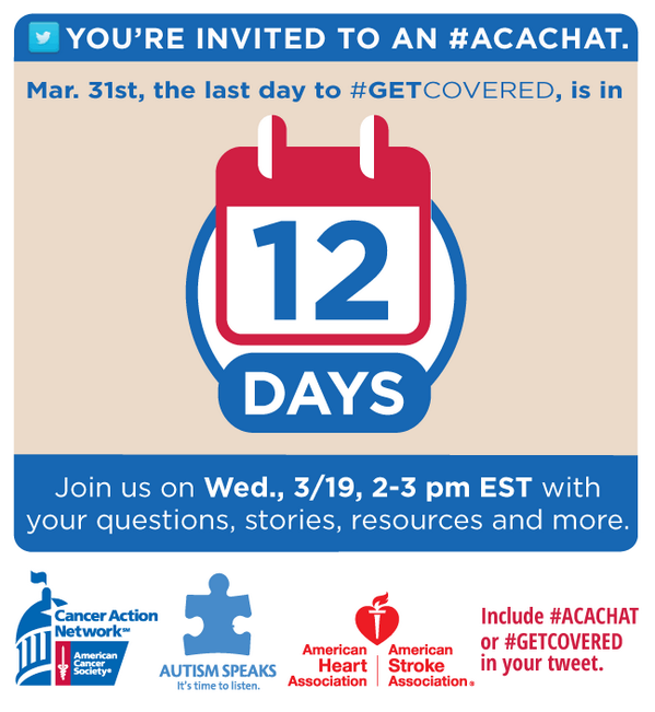 Twit Chat in 1 hour about the #AffordableCareAct. Get info about #mentalhealth care! Use #ACAchat to participate!