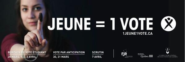 cit_jeunesse's tweet photo. Cette affiche sera dans les établissements qui accueilleront les bureaux de vote étudiant! #1jeune1vote #qc2014 http://t.co/9lyub4zou7