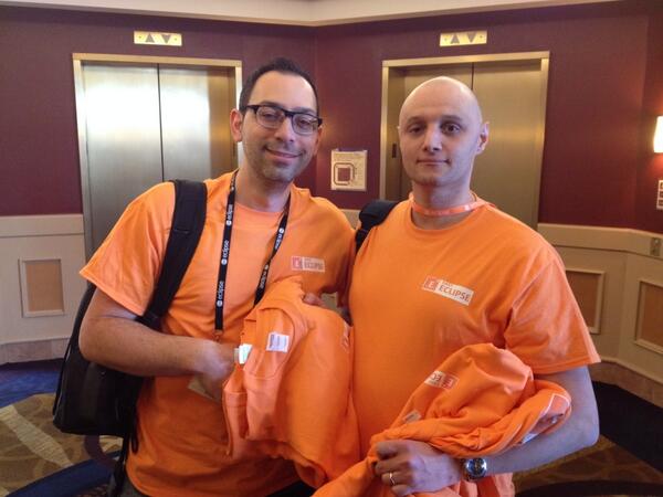 ejuliot's tweet image. EasyEclipse day at #eclipsecon. Everybody will be orange.