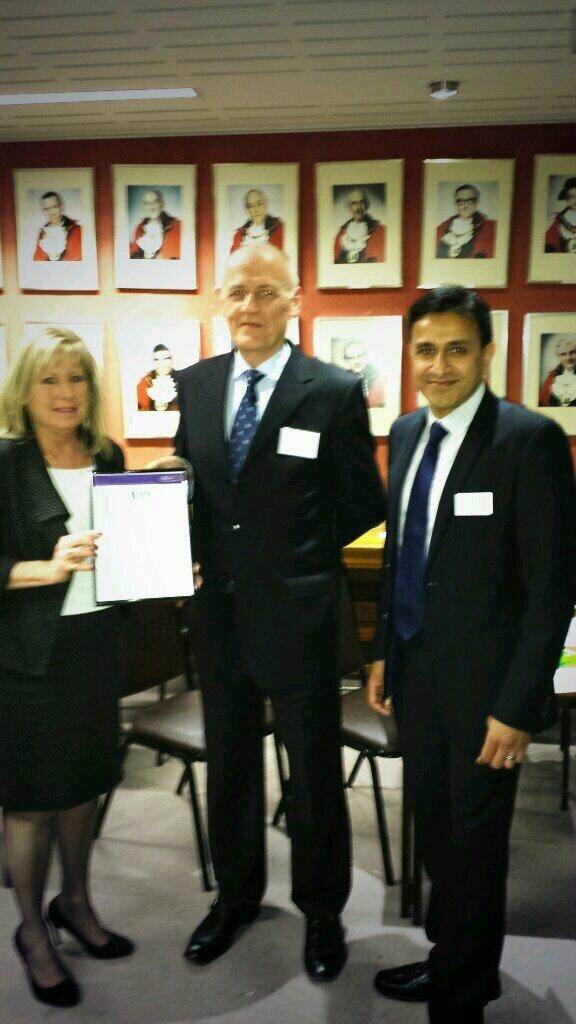 Leader Cllr Susan Hall with #BusinessDen winner Nigel Farren of Energise Harrow (centre) and Cllr Kam Chana
