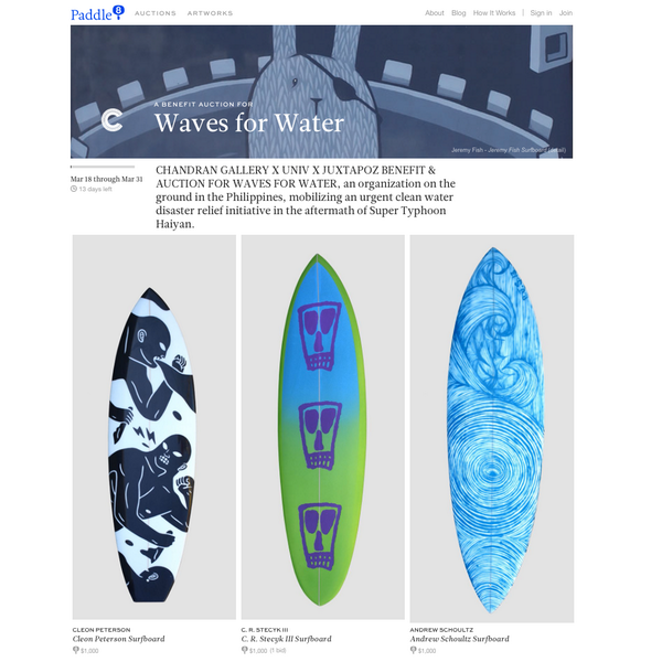 UNIVbrand's tweet photo. @JuxtapozMag x UNIV x Chandran Gallery art auction w Waves for Water is now live, proceeds benefit the Philippines http://t.co/vqpQR94fMJ
