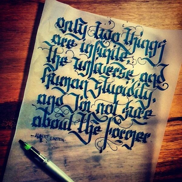 kastnercreative's tweet image. #calligraffiti #calligraphy #pilotparallel #quote #qotw #quoteoftheweek #einstein #le... ift.tt/1eU6p4P