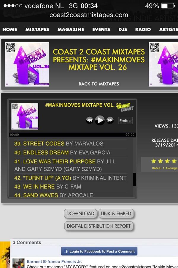 JEkhart's tweet photo. My single on the new #Coast2Coast mixtape! Next sunday I'm invited at radiostation Central to talk about my LA job:) http://t.co/IikEBcAwZM