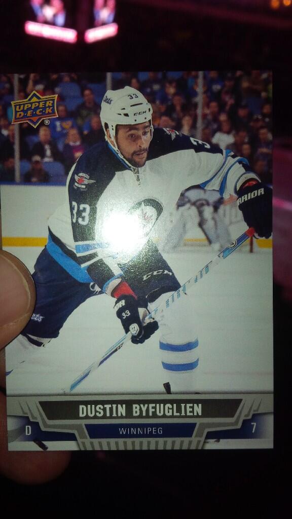 MrShafly's tweet image. Tonight's #nhljets giveaway: Upper deck cards. And Buff is apparently number 7! #collectoralert #GoJetsGo