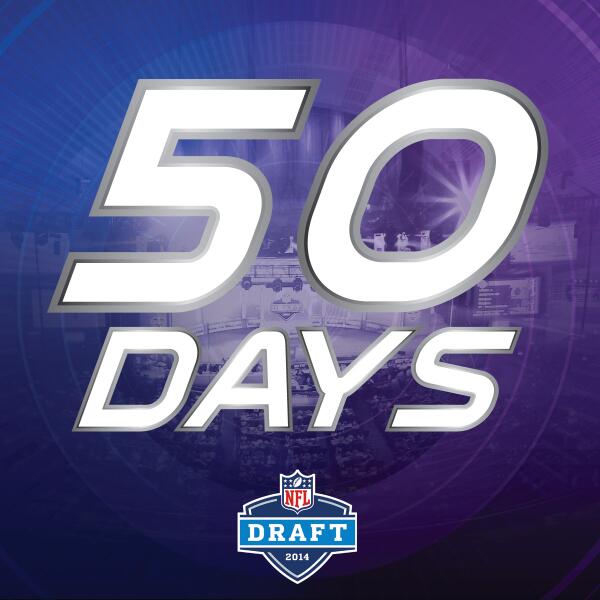 nflnetwork's tweet photo. The #NFLDraft is 50 days from RIGHT NOW! http://t.co/dTVSnpt5N0