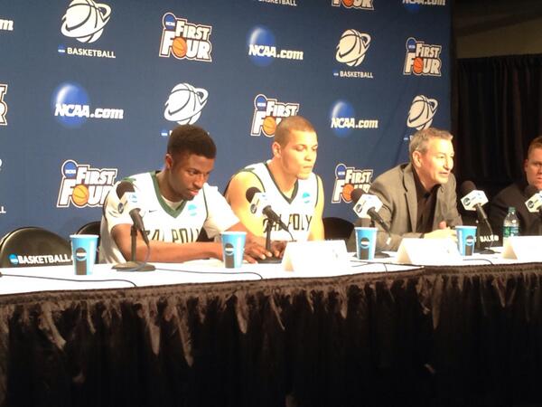 DonOberhelman's tweet image. Postgame presser, winner winner!! San Luis invades St Louis!  On a plane in an hour for NCAA ROUND 2! #calpoly