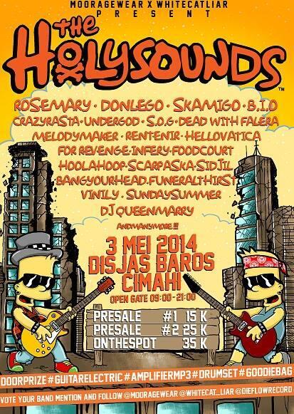 #Presale "HOLYSOUNDS" | IDR 15k | 3mei @ DISJAS BAROS | w/ <a href="/ROSEMARYsk8punk/">ROSEMARY SKATEPUNK</a> <a href="/donlegoband/">DONLEGO OFFICIAL</a> <a href="/Skamigoska/">SKAMIGOSKA</a> <a href="/foodcourt_/">CUNHA_OLucas</a> etc