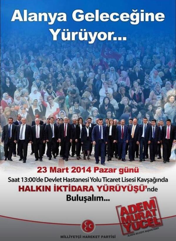 Alanya Geleceğine Yürüyor .. Pazar günü 13.00da halkın iktidara yürüyüşünde buluşalım .. <a href="/AdemMuratYucel/">Adem Murat YÜCEL</a>