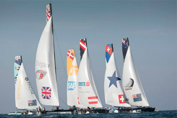 Racing starts in 30 minutes &amp; we are live online from 1230CET. Can @SAPExtremeSail hold their lead? #exss #Muscat