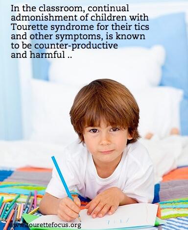 TSfocus's tweet image. The continual admonishment of children with #Tourette syndrome for their tics and other symptoms, is harmful ..