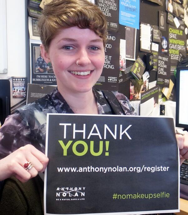 Yesterday we saw a 400% increase in donor registrations thanks to your #nomakeupselfie tweets. Here's one of our own!