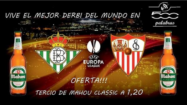 500Palabras's tweet photo. euroderbi sevillano en @500Palabras tercios a1,2€ para disfrutar del partido! VIVAMOS EL MEJOR DERBI DEL MUNDO RTS =) http://t.co/NJW8XJAXHa