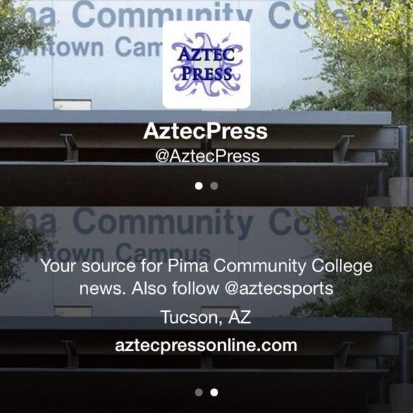 RAWArtistTucson's tweet photo. Anyone attending Pima Community College should be following the @AztecPress! Get your bi-weekly campus news. http://t.co/zLLRFuAw0y