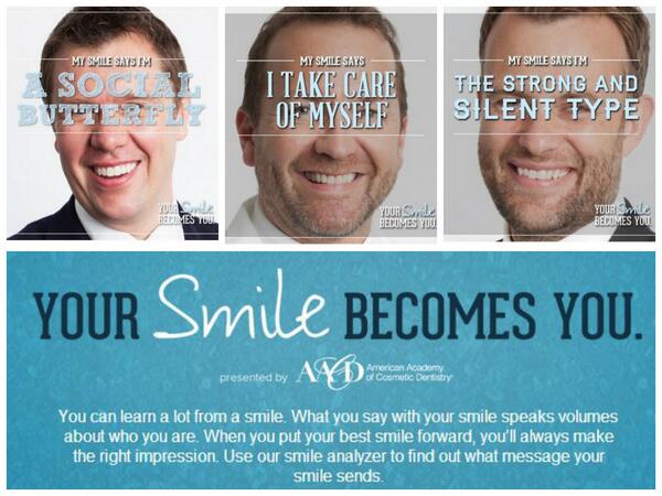 What Does Your Smile Say About You? Try out the <a href="/TheAACD/">The AACD</a> smile analyzer and find out! :D yoursmilebecomesyou.com