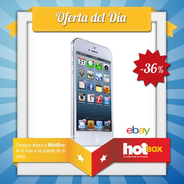 hotbox_cl's tweet photo. Sólo por hoy #eBay te da un 36% de dcto en la compra de #iPhone5 http://t.co/1jhalFylhT http://t.co/j8Yv2JyHDn