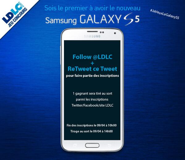 LDLC's tweet image. Jeu : 1 Samsung Galaxy S5 à gagner, follow @LDLC + RT #JeVeuxLeGalaxyS5