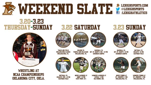 LehighSports's tweet photo. GRAPHIC | Check out an early edition of the #WeekendSlate. http://t.co/16h4OO7bzC