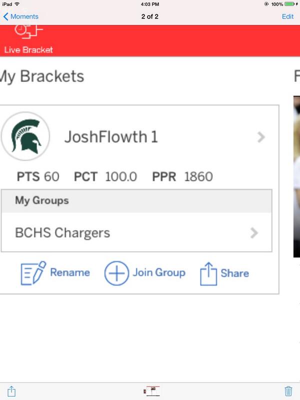 LWOSJoshHoath's tweet photo. How's everybody's bracket so far? Heres mine http://t.co/9yyrIZ6GZk