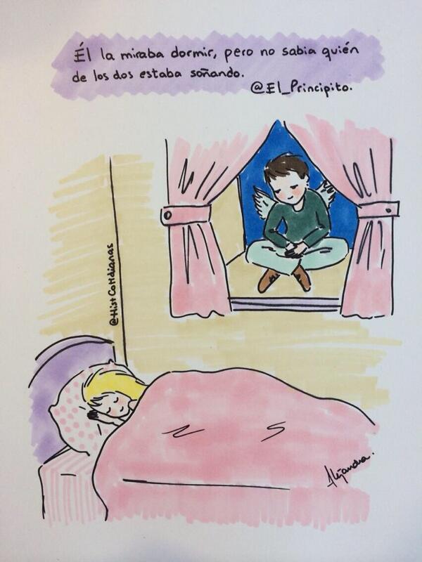 HistCotidianas's tweet photo. Él la miraba dormir... (Dibujo inspirado en un tuit de @El_Principito ). http://t.co/53aswFQRez