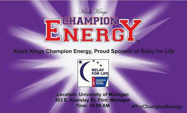 ChampionEnergy_'s tweet photo. Are You Excited About Relay for Life Next Friday @UMFlint ?! Cause We Sure Are! @UMFRelayForLife #RelayForLife #Flint http://t.co/iAlxVzNmkH