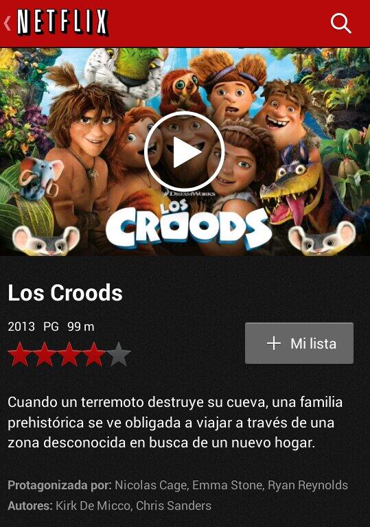 NetflixMexx's tweet photo. Buenisima pelicula ! Para todo tipo de audiencia ! #NetflixLoTiene "Los Croods" http://t.co/renTVMe2yR