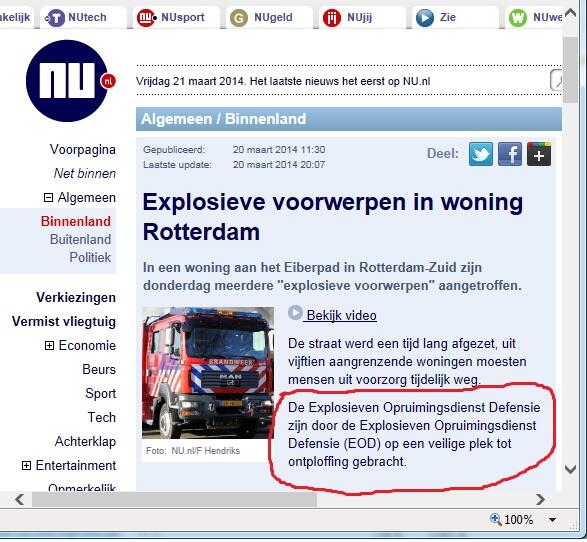 Explosieven Opruimingsdienst Defensie brengt zichzelf tot ontploffing? Zeker een kort lontje? bron #nu.nl