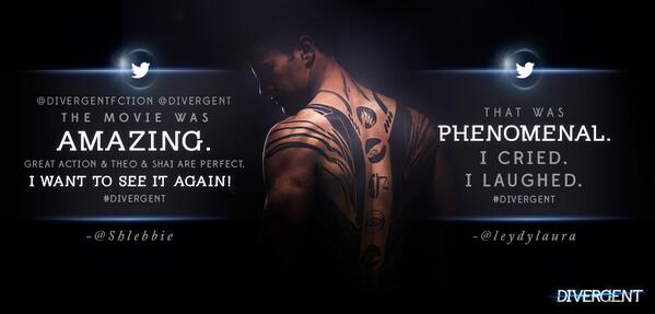 Divergent's tweet image. Don’t miss the movie everyone is talking about! #Divergent is NOW PLAYING, only in theaters! bit.ly/DIVERGENTtix
