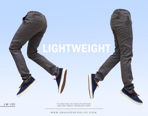 new Light Technology pants LW-101. 'LIGHTWIEGHT Available size 28-36. bransonforlife.com