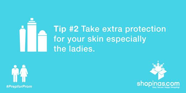 emilanaque's tweet image. "#Prepforprom @shopinas : Tip #2 Take extra protection for your skin especially the ladies. #AdviceLangnaman  http://t.co/N5e6jR7eDc"