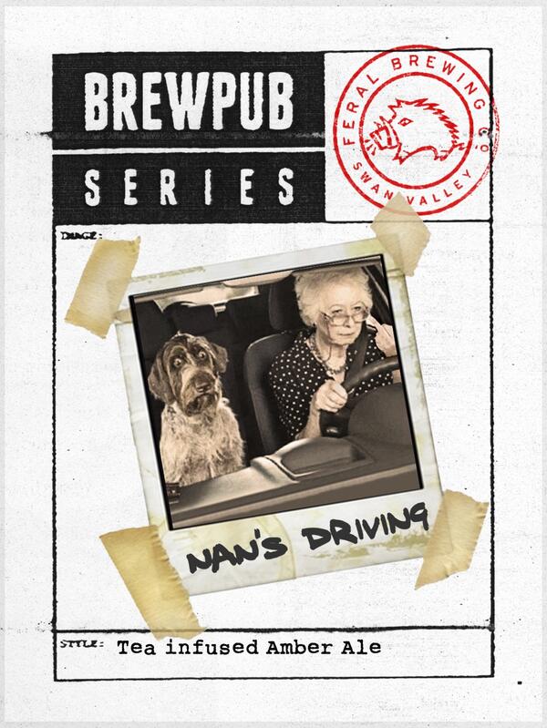 HopsandMore's tweet photo. Feral Brewing Nan's Driving. A tea infused Amber Ale http://t.co/v4nvkE8dln