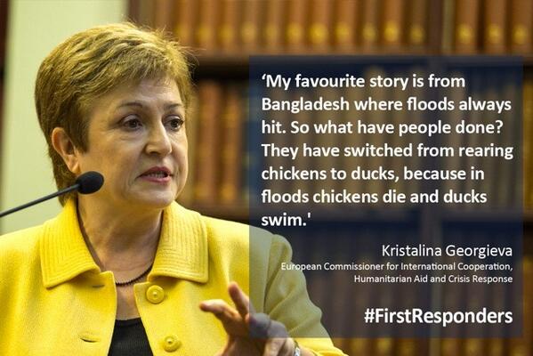 IMC_UK's tweet photo. .@KGeorgievaEU "We have an army of humanitarian workers but the needs are so great" #FirstResponders http://t.co/C01n1fiZbl