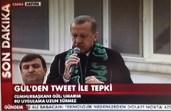 başbakanın kapattığı twitter'a cumhurbaşkanı kaçak girip "umarım uzun sürmez" diye tivit atıyo; ülke değil sirk!!!!