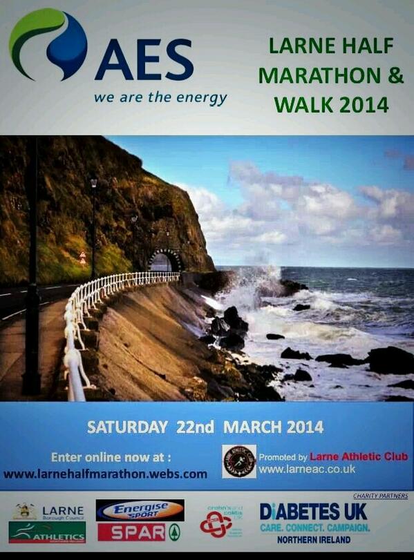 Good lick to our Harriers taking part in the Larne AC Half Marathon tomorrow.Fantastic event with beautiful scenery