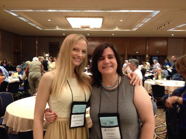 SusanSpann's tweet photo. Had a great time at the #lcc2014 debut author breakfast with my new friend @AugstMcLaughlin ! http://t.co/UiQrVgXLRS