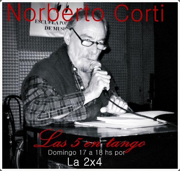 Las5entango's tweet photo. El domingo de 17 a 18h celebramos el día de la #poesia junto a Norberto Corti. Escuchanos por @la2x4 #las5entango http://t.co/oL8SipMkwA