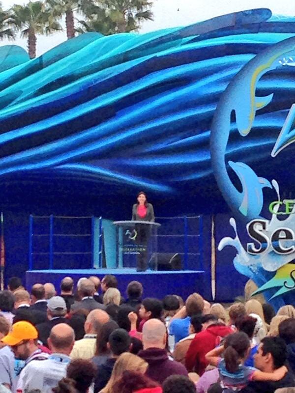 TeamSeaWorld's tweet image. Julie Scardina is on the stage! #50thCelebration #StandWithSeaWorld