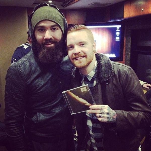 A happy moment!! <a href="/MMFCory/">Cory Elder</a> &amp; <a href="/MattyMullins/">Matty Mullins</a> w/ their first copy of #UNCONDITIONAL last night! #regram from <a href="/riserecords/">Rise Records</a>