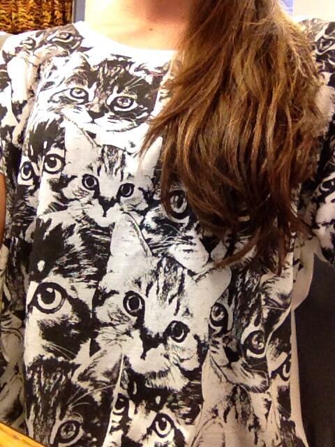 sarah_muroski's tweet image. I have a ton of little nuggets on my shirt today 🐱 #meow #kittytee