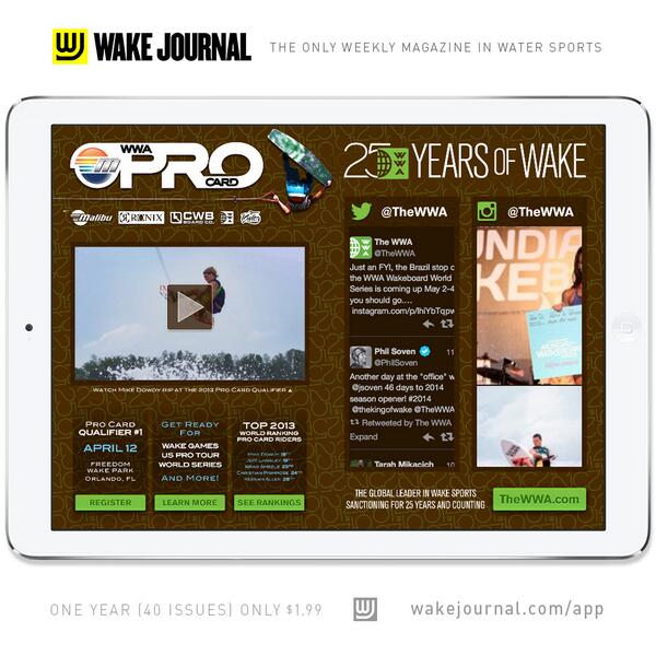 wakejournal's tweet photo. Do you have your #WWAProCard? If not, put April 12th on your calendar! [http://t.co/sxBsekNip4] @thewwa @malibuboats http://t.co/9C6ibRQDi1