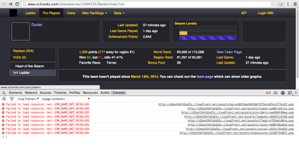 anickelsen's tweet photo. @sc2ranks CloudFront issues on http://t.co/lV0qpcWqAM? http://t.co/73CqiCIkfk