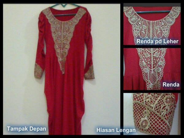 TheSecondValue's tweet image. GAMIS MERAH new,spandex halus tebal,renda keemasan didada &amp;amp; lengan #100rb    #secondstuff #secondhand #garagesale