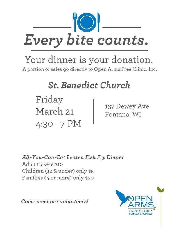 OpenArmsFree's tweet photo. One of the best fish fries around is St. Benedict Church. Come out tonight to have a great fish fry &amp; support OAFC! http://t.co/Fti5x0guUY
