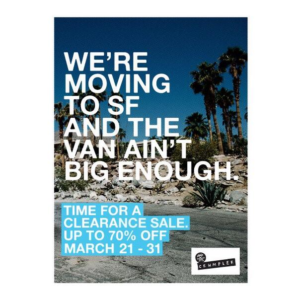 25% off all styles online with promo code YIPPEE &amp; up to 70% off select styles in store! #crumpler #sale #westwardho