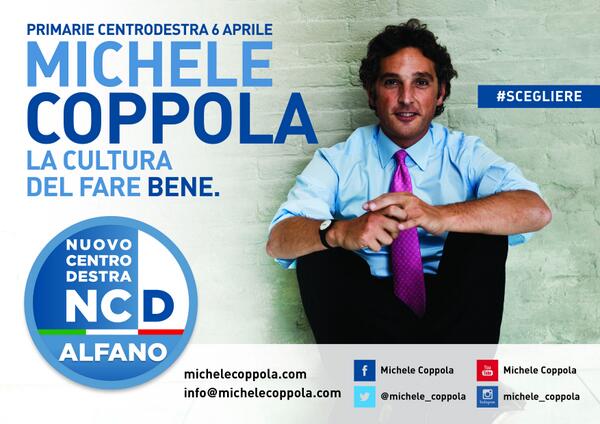 Michele_Coppola's tweet photo. #Scegliere 

PRIMARIE CENTRODESTRA 6 Aprile 
La Cultura del Fare Bene. http://t.co/FZSBDfzEJL
