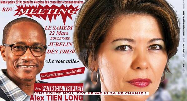VotezKayenn's tweet photo. Avant-dernier RDV à notre meeting ce samedi 22 mars à 19h30 au boulevard Jubelin. Venez nombreux ! 3/5 
@GuyaneActu http://t.co/olDrTUA49M