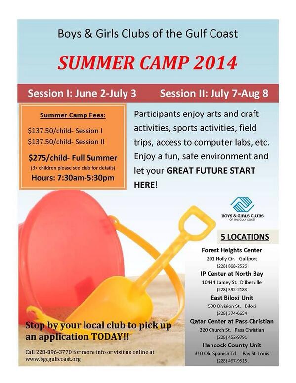 We will be signing up youth for summer camp tomorrow from 11-3 at Kidpalooza at Edgewater Mall