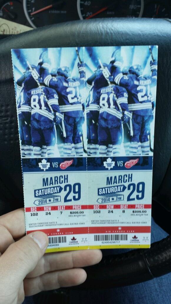 Ya ill take 2 tickets from work #thanks #goleafsgo
